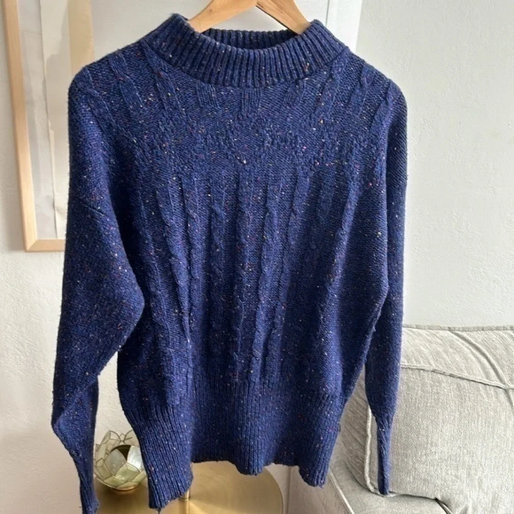 Blue Cable knit Y2K Sweater M Preppy Vintage 90’s Grandma - Picture 1 of 15